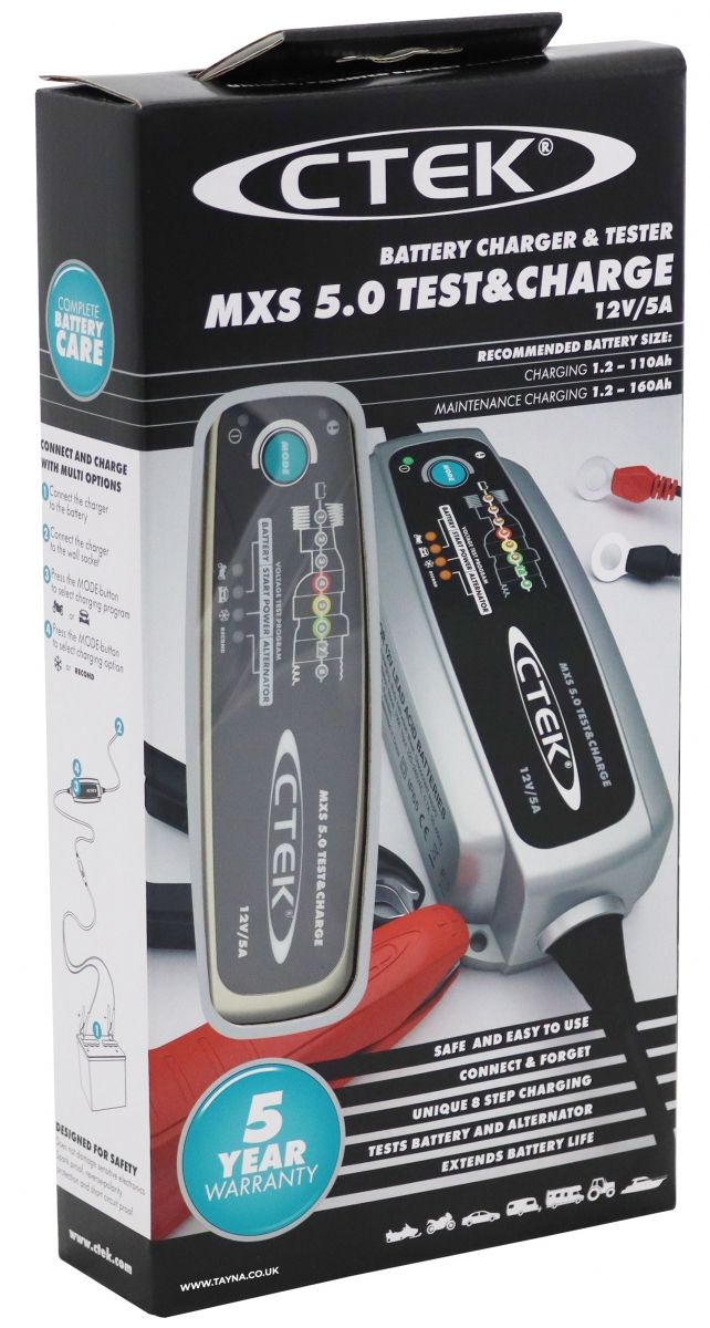 Ctek MXS 5.0 Test and Charge - Tests and Charges 12V Batteries - 56-976