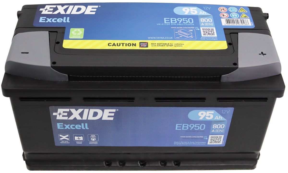 EB950 Exide Excell Car Battery 017SE - Exide Car Batteries