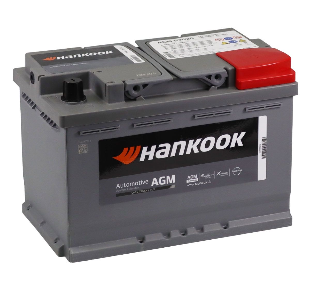 Batterie AGM Hankook. AGM57020-HK. 70Ah - 760A(EN) 12V. Boîte L3  (277x174x190mm) - VT BATTERIES