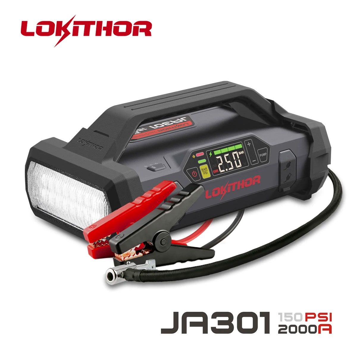 LOKITHOR JA301 4 in 1 Lithium Jump Starter - Air Compressor - Power Bank -  Torch