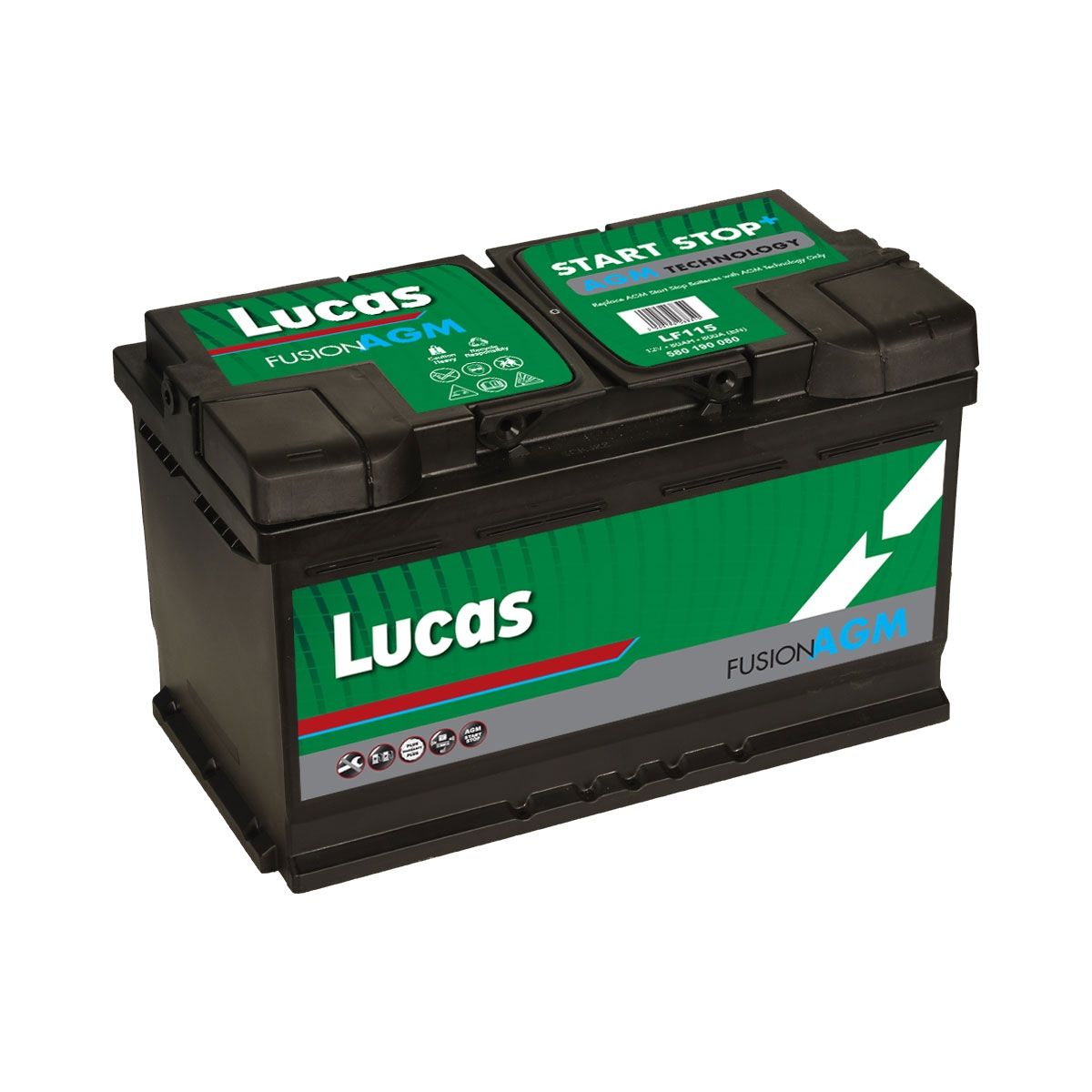 LUCAS Batería de Coche StartStop AGM Fusion 12V 80Ah 800(EN)  (315x175x190)(LF115) - MALLORCA BATTERIES