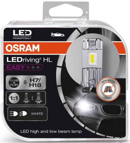 H7/H18 (OFF ROAD) OSRAM Single LEDriving HL EASY Headlight Bulb 64210DWESY-01B,  PX26D / PY26D-1