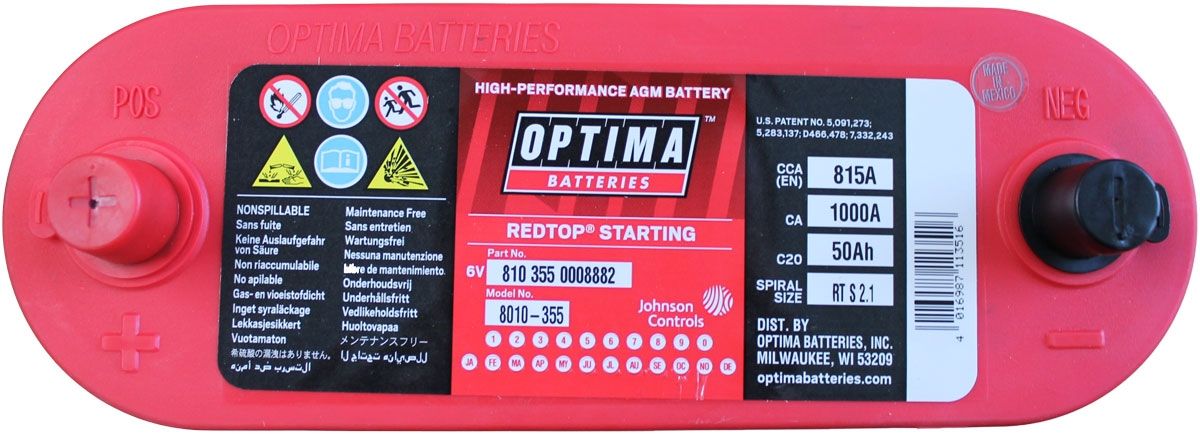Optima Red Top Battery RTS 2.1 (8010-355) RTS2.1 AGM