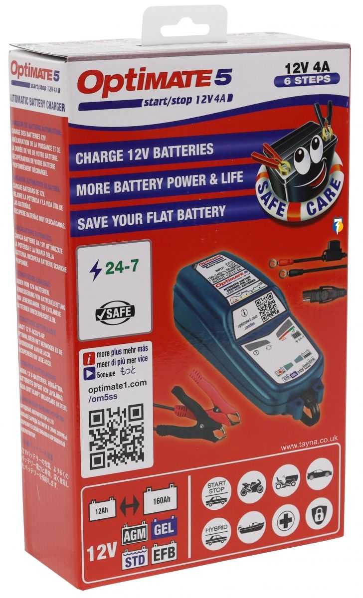  Smart Battery Charger Optimiser 12V 4Amp Charge Rate Optimate 5  : Automotive