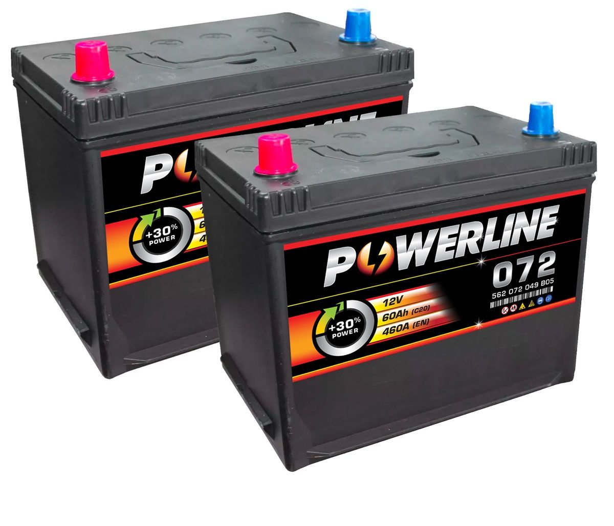 Pair of 072 Powerline Car Battery 12V - Car Batteries