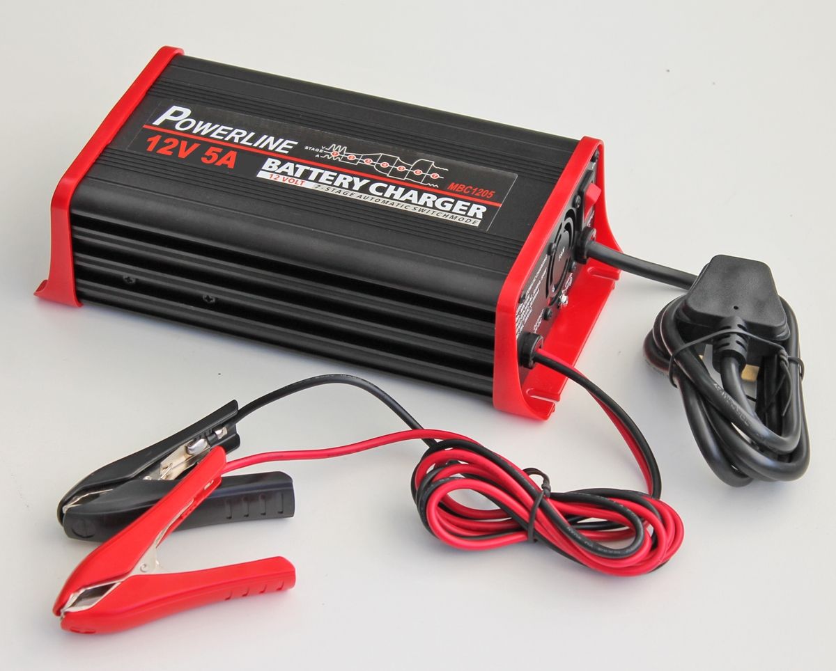 12V 5A Powerline 7 Stage Automatic Battery Charger - 5 Amp