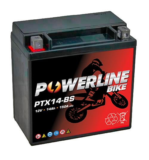 PTX14-BS Powerline Motorcycle Battery 12V 14Ah