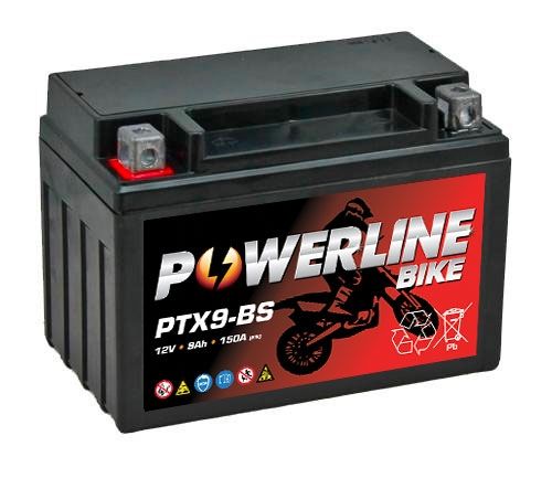 PTX9 BS Powerline Motorcycle Battery 12V 9Ah