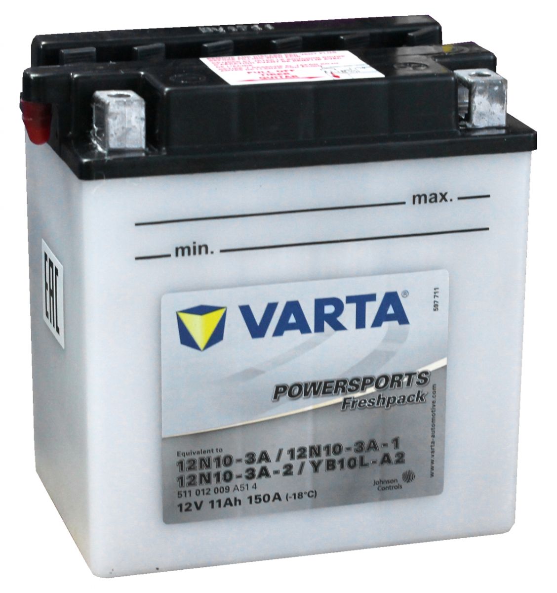 YB10L-A2 Varta Powersports Freshpack Motorcycle Battery 511 012 009