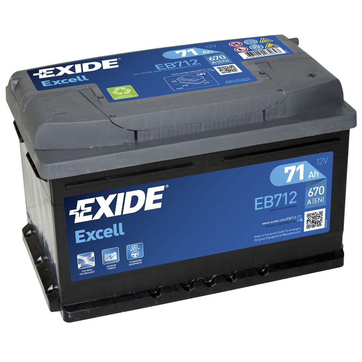 096se Exide Excell Car Battery Eb712 Exide Car Batteries