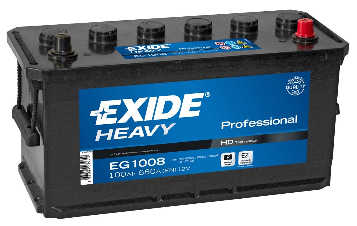 W221se Exide Heavy Duty Commercial Professional Battery 12v 100ah Eg1008