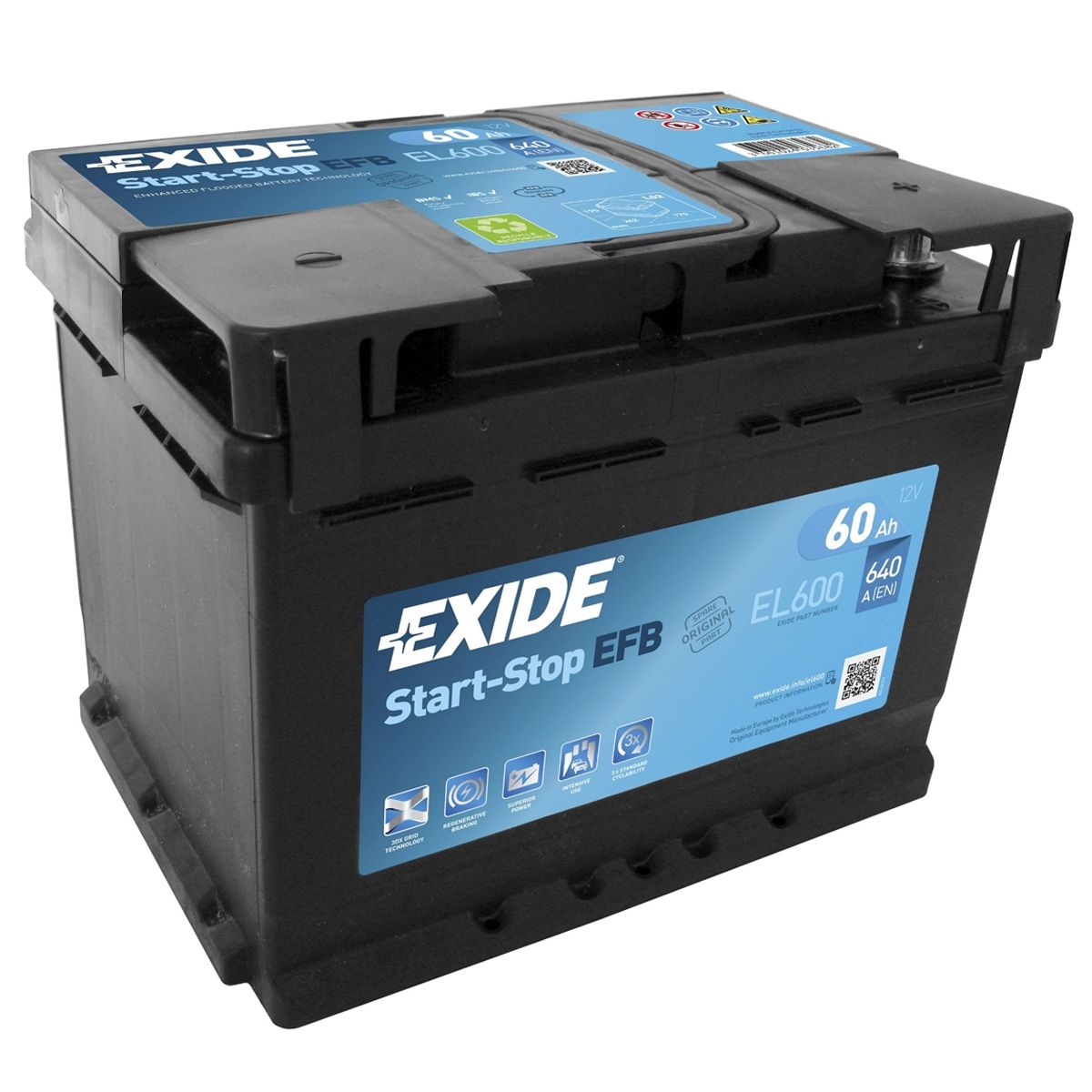 Exide 027 EFB Car Battery 60Ah EL600 Exide Car Batteries