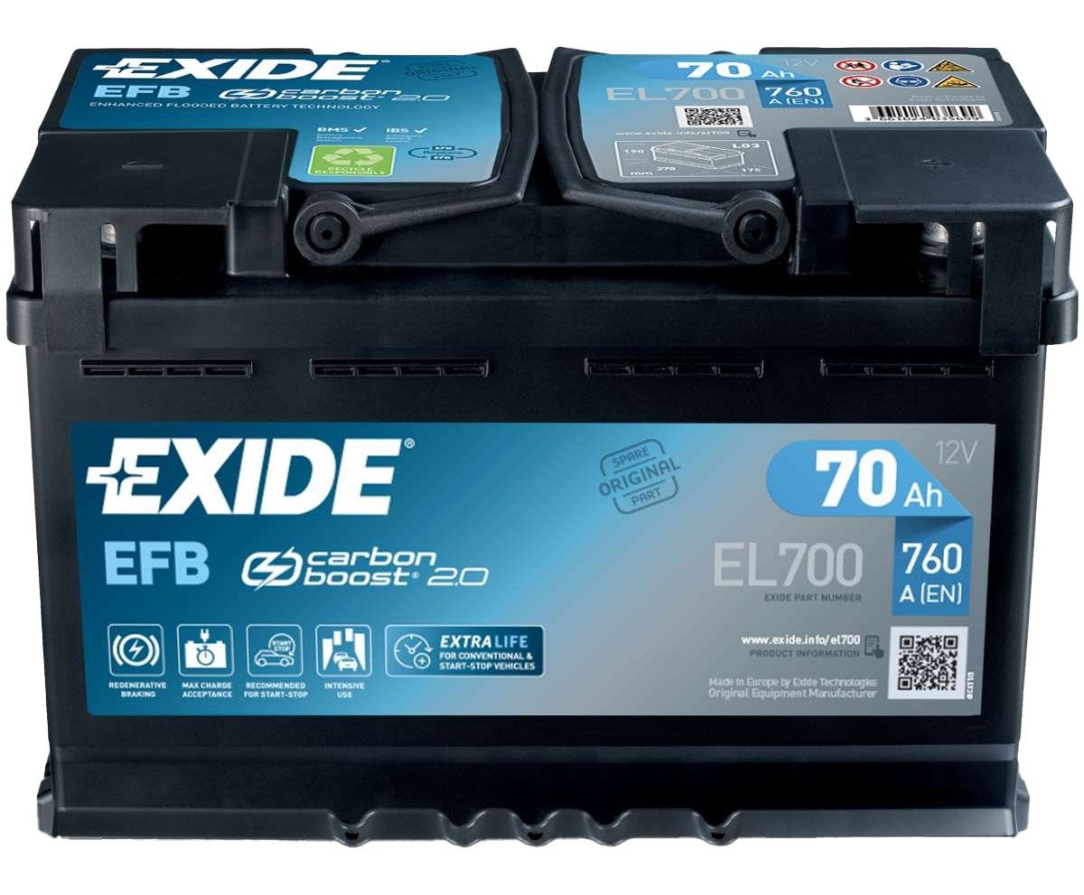 EXIDE EL700 096 EFB Stop / Start Car Battery 12V 70AH 720CCA