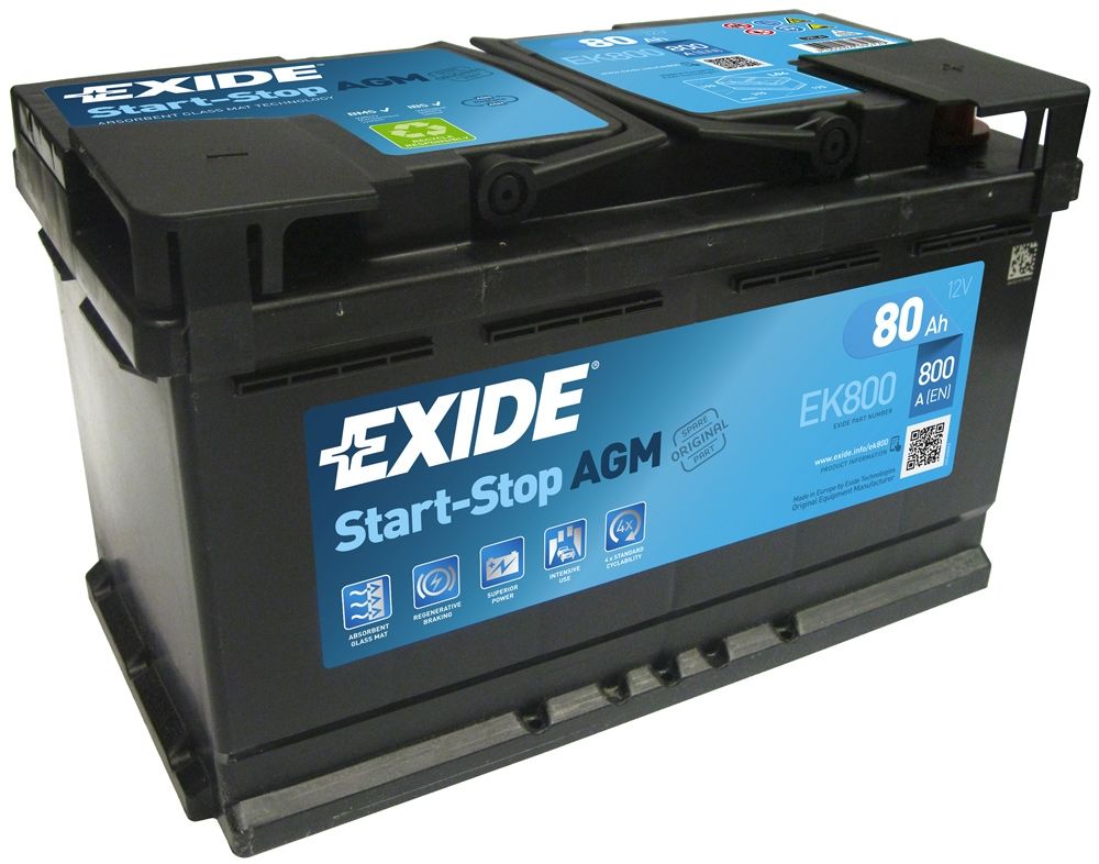 Exide 110 AGM Car Battery 80Ah AGM800 EK800 Car Batteries