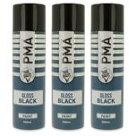 3x PMA GLOSS Black Spray Paint Aerosol 500ml - 3 x PCPA1003