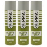 3x PMA MATT Plastic Grey Primer Aerosol Spray 500ml - 3 x PCPA1022