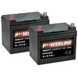 Pair of 12V 33Ah Mobility Batteries - Powerline PLC33-12