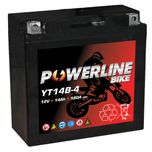 YT14B-4 Powerline AGM Motorcycle Battery 12V 14Ah YT14B4