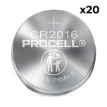 20x Duracell Procell Constant Power CR2016 Batteries