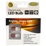 WY5W (501) 12V RING LED Filament-Style Indicator Amber Bulbs RW501AFSLED