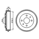 Bosch 2x Brake Drums (Pair) Rear 0986477055