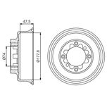 Bosch 2x Brake Drums (Pair) Rear 0986477154