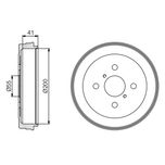Bosch 2x Brake Drums (Pair) Rear 0986477199