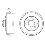 Bosch 2x Brake Drums (Pair) Rear 0986477240