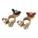 Brass Wing Nut Battery Terminal Clamps (Red/Black) (Pair) T018