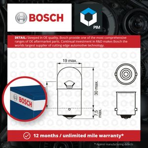 Bosch Pure/Lt 245 R10w 12v 10w Ba15s (X2) 1987301019