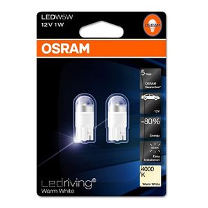 Osram 501 Led 4000k Bulb (X2) 2850WW-02B