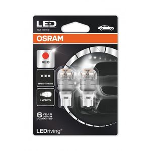 Osram 921 Led 12v W16w Red L/L (X2) 9213R-02B