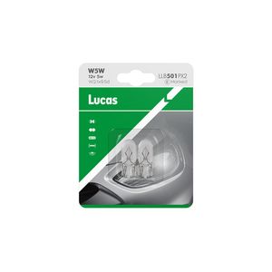 Lucas 12v 5w W2.1x9.5d Capless S/T X 2 Bulbs LLB501PX2