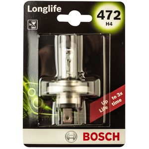 H4 472 Bosch Longlife Halogen Headlight Bulb 12V 60/55W - 1987302048 - P43T