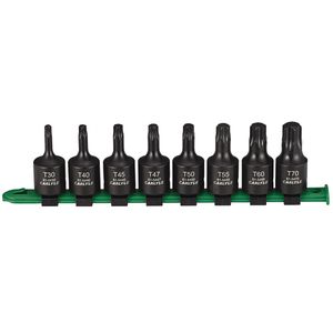 Carlyle Tools - 8 Piece 1/2 Drive Metric Internal Star Torx Impact Bit Socket Set - 61-0318