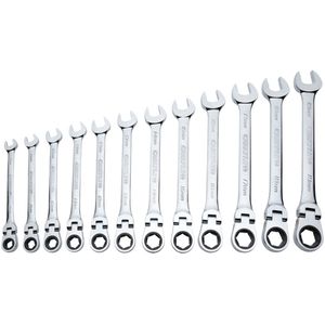 Carlyle Tools - 12 Piece Metric Flex Head Ratcheting Combination Spanner Set - RWFL612M