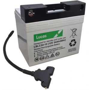 Lucas Golf Battery LSLC34-12G with T-Bar Connector and T-Bar Lead