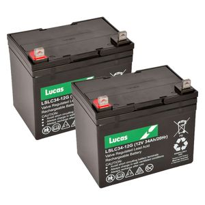 Pair of 12V 34Ah Mobility Batteries - Lucas LSLC34-12