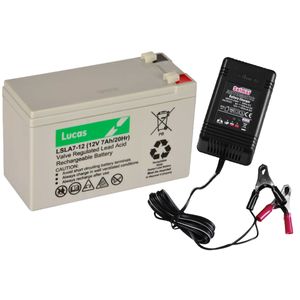 Lucas LSLA7-12 Battery and Automatic Battery Charger Combo