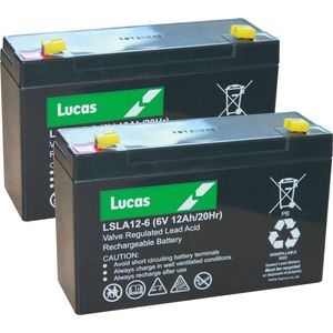 Pair of LSLA12-6 Lucas SLA Battery 6V 12Ah