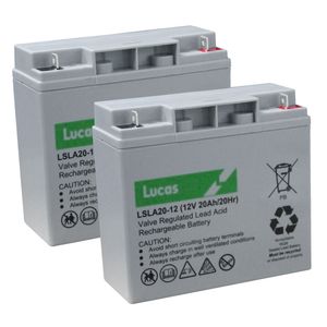 Pair of 12V 20Ah Mobility Batteries - Lucas LSLA20-12