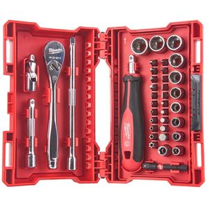 MILWAUKEE 1/4 RATCHET DRIVER AND SOCKET SET - 38 PC SET