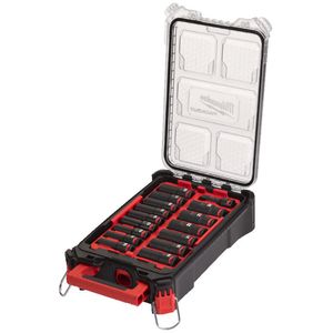 MILWAUKEE 1/2 INCH PACKOUT SHOCKWAVE IMPACT DUTY DEEP SOCKET SET - 16 PC SET