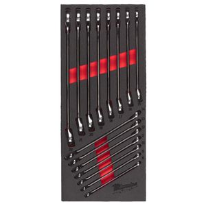 MILWAUKEE MAX BITE METRIC COMBINATION SPANNER SET WITH FOAM INSERT - 15 PC SET
