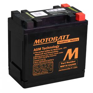 MBTX12UHD Black MOTOBATT Quadflex AGM Bike Battery 12V 14Ah