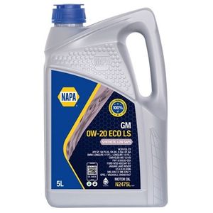 NAPA GM 0W-20 ECO LS Fully Synthetic Low SAPS Engine Oil 5L - N2475L N247