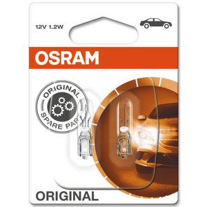 12V 1.2W (286) OSRAM Original Capless Side-Tail-Interior Bulbs 2721-02B, W2X4.6D - Pack of 2