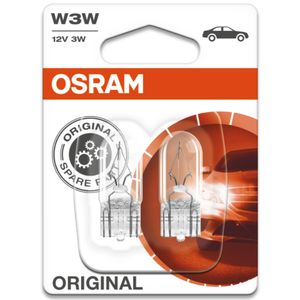 W3W 12V 3W (504) OSRAM Original Capless Side-Tail-Interior Bulbs 2821-02B, W2.1X9.5D - Pack of 2