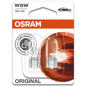 W5W 12V 5W (501) OSRAM Original Capless Side-Tail-Interior Bulbs 2825-02B, W2.1X9.5D - Pack of 2