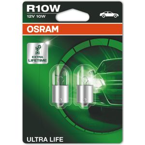 R10W 12V 10W (245) OSRAM Ultra Life - Long Life Side-Tail-Interior Bulbs 5008ULT-02B, BA15S - Pack of 2
